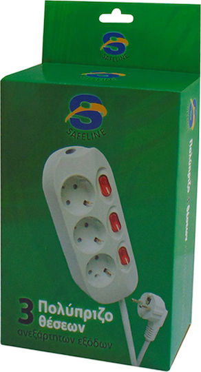SFL SL8003 Steckdosenleiste 3 Positionen mit Schalter und Kabel 1.3m 2Stück