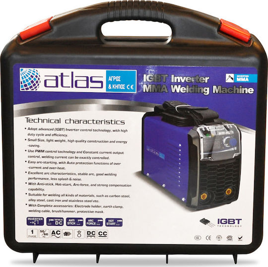 Atlas MMA180 Ηλεκτροκόλληση Inverter MMA με Μέγιστο Ρεύμα Συγκόλλησης 180A και Κύκλο Εργασίας 60%