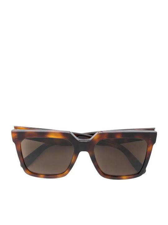 Celine Women's Sunglasses with Brown Tartaruga Horn-Rimmed Frame and Brown Polarized Lenses