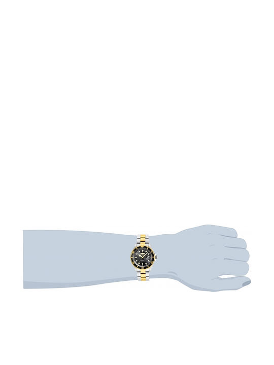 Invicta Pro Diver Ανδρικό Ρολόι 43mm Μπαταρίας με Χρυσό Μεταλλικό Μπρασελέ