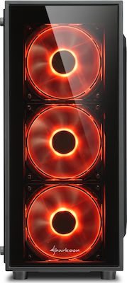 Sharkoon TG4 Gaming Midi-Turm Computergehäuse mit RGB-Beleuchtung Rot