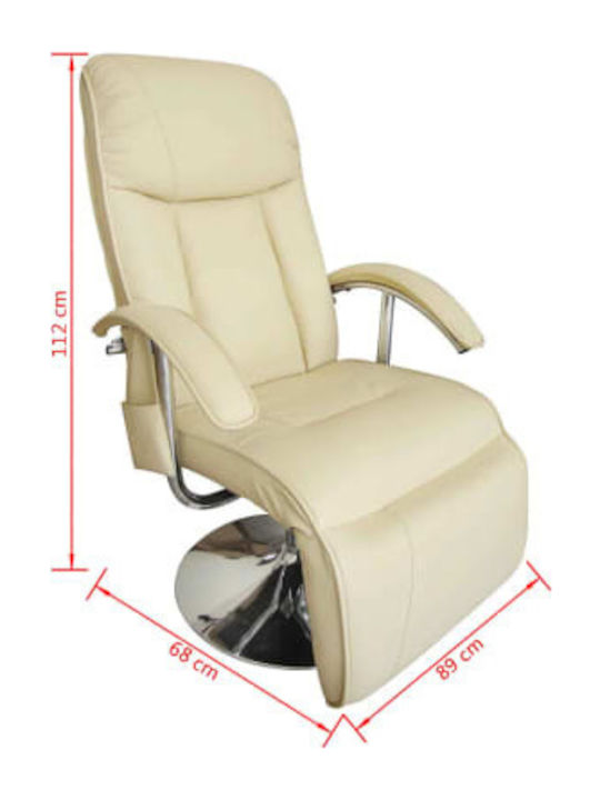 Relax Armchair Massage with Footstool from Leatherette Beige 89x68x112cm