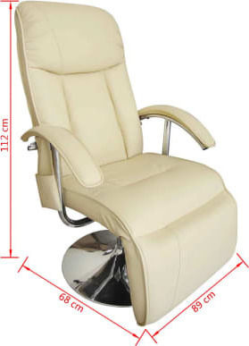 Relax Armchair Massage with Footstool from Leatherette Beige 89x68x112cm