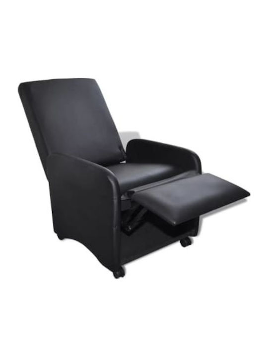 Πολυθρόνα Relax από Δερματίνη σε Μαύρο Χρώμα 65x83x101cm