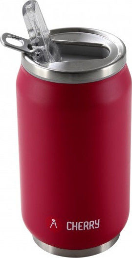 Les Artistes Pull Can'it Ποτήρι Θερμός Ανοξείδωτο BPA Free 280ml Cherry Mat με Επιστόμιο και Καλαμάκι