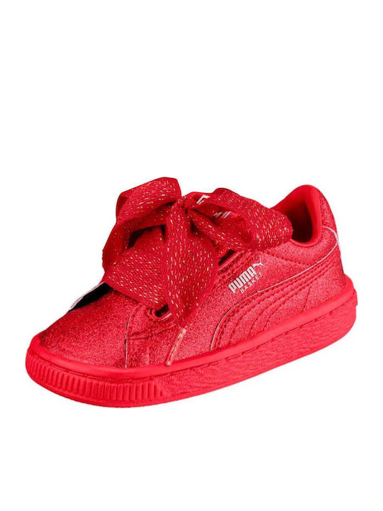 PUMA Basket Heart Holiday Glamour Girls Trainers Red