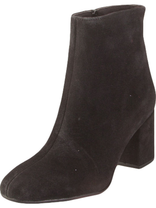 Moods Shoes 3060 Suede Women's Ankle Boots with Medium Heel Black