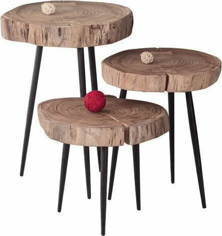 Rundes Beistelltisch Patel aus Massivholz Beige B35xL34xH54cm EAN7104,1
