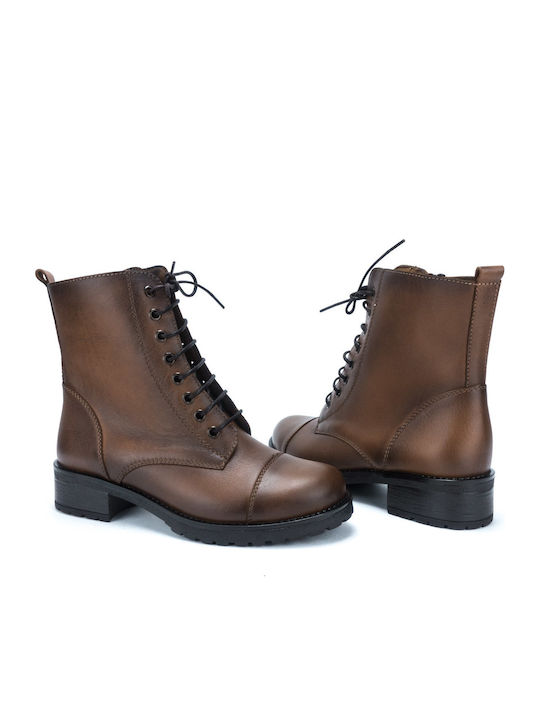 Leather Women's Ankle Boots Tabac Brown