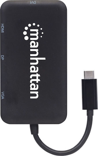 Manhattan USB-C Docking Station με HDMI/DisplayPort 4K Μαύρο (152600)