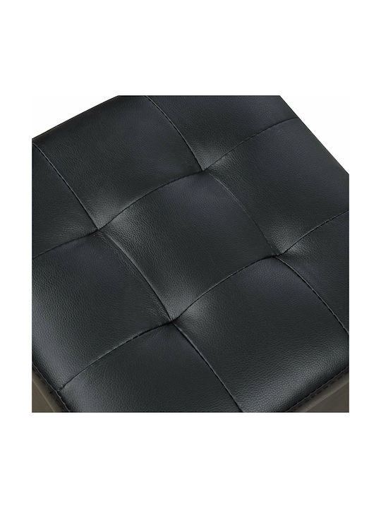 Stool For Living Room With Storage Space Upholstered with Leatherette Cube Black 36.5x36.5x36cm