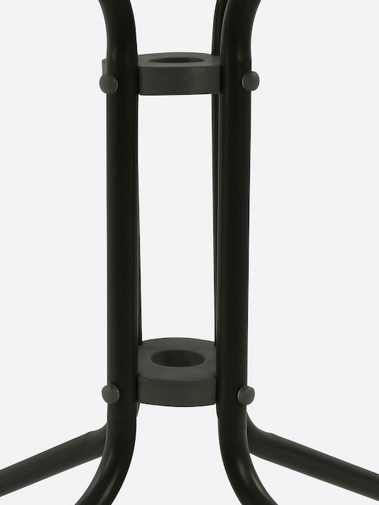 Figo Outdoor Dinner Free Standing Table with Glass Surface and Metal Frame Brown 60x60x72cm