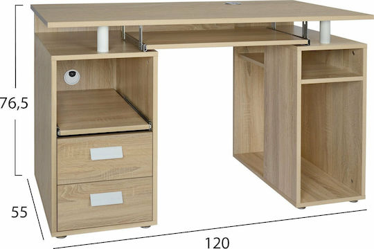 Γραφείο Υπολογιστή Status 120x55x76εκ. Λευκό / Sonoma