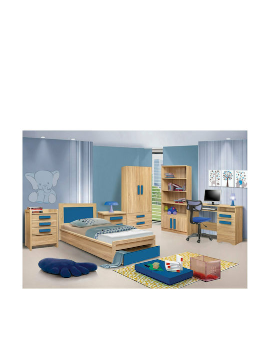 Playroom Pat pentru Copii Single cu Spațiu de Depozitare Albastru pentru Saltea 90x190cm