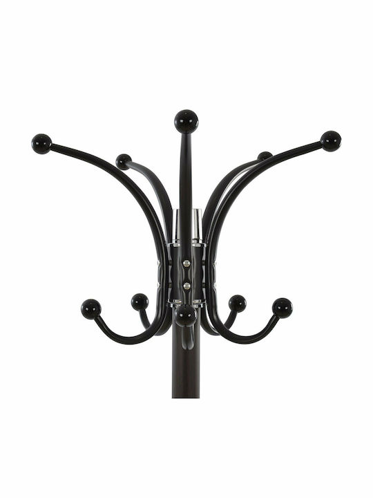 HomeMarkt Metallic Coat Rack with Umbrella Holder Walnut Rotating with Marble Base 37x37x170cm