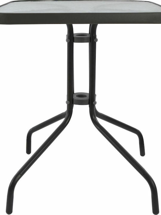 Figo Outdoor Dinner Table with Glass Surface and Metal Frame Gray 60x60x72cm
