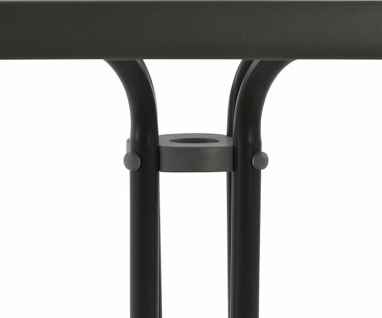 Figo Outdoor Dinner Table with Glass Surface and Metal Frame Gray 60x60x72cm