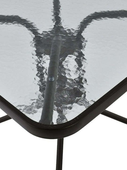 Figo Outdoor Dinner Free Standing Table with Glass Surface and Metal Frame Brown 70x70x72cm