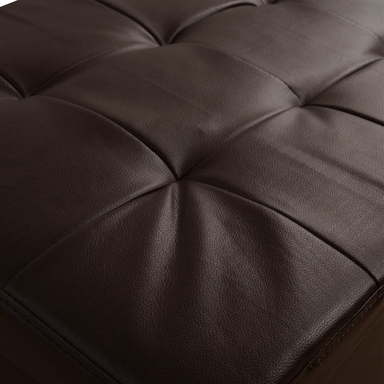 Bench Stool With Storage Space Upholstered With Artificial Leather Punk Brown 90x50x52cm