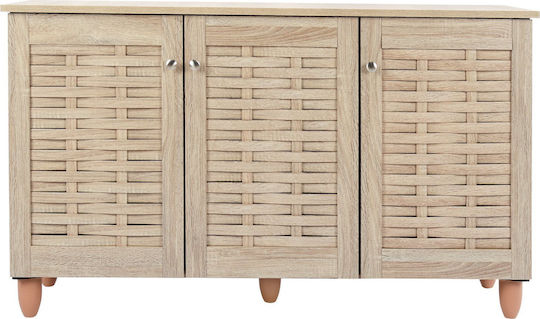 Iggy Wooden Shoe Organizer with 3 Shelves Beige 114x34x68cm