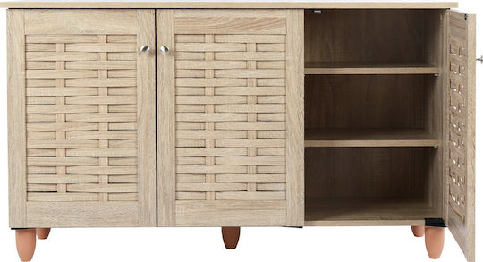 Iggy Wooden Shoe Organizer with 3 Shelves Beige 114x34x68cm