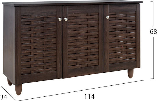 Iggy Wooden Shoe Organizer with 3 Shelves Wenge 114x34x68cm