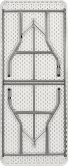 Outdoor Dinner Foldable Table with Plastic Surface and Metal Frame White 180x74x74cm