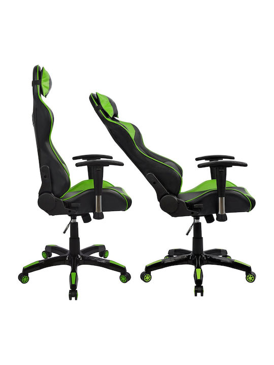 HomeMarkt HM1056.03 Καρέκλα Gaming Δερματίνης με Ρυθμιζόμενα Μπράτσα Πράσινη