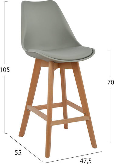 Vegas Polypropylene Bar Stool with Backrest Gray 4pcs 47.5x55x105cm