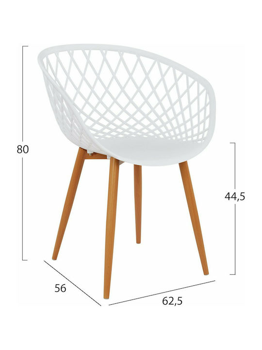 Ariadne Scaune Sala de mese din Polipropilenă Albe 1buc 62.5x56x80buc