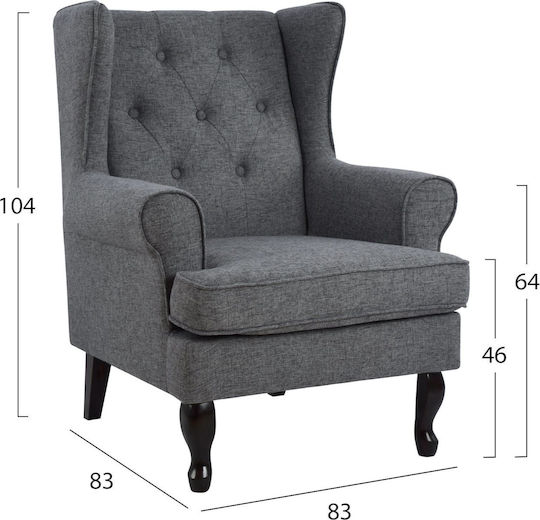 Bergère Brandon 83x83x104cm Cărbune de lemn Bergère Brandon 83x83x104cm Cărbune de lemn