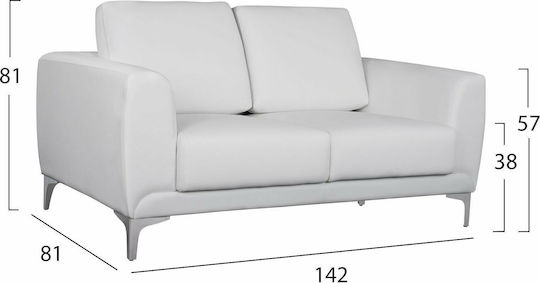 Kenzie Canapea Cu Două Locuri Din Piele Ecologică Albă 142x81x81cm