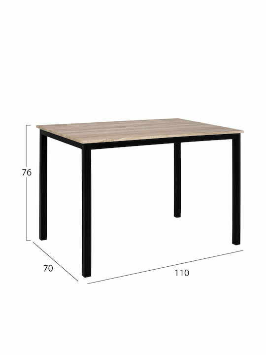 Panya Table Kitchen Wooden with Metal Frame Sonoma 110x70x76cm