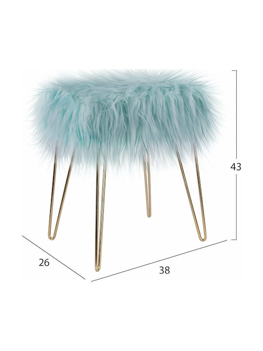 Stool For Living Room Upholstered with Fabric Jakie Turquoise 38x26x43cm