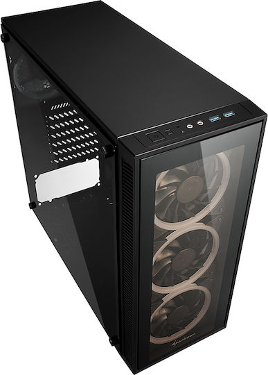 Sharkoon TG4 RGB Gaming Midi-Turm Computergehäuse mit Seitenfenster Schwarz