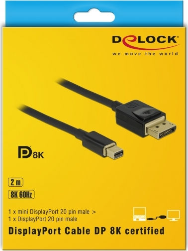 DeLock Mini-DisplayPort-Stecker Kabel - DisplayPort-Stecker Kabel 2m Schwarz