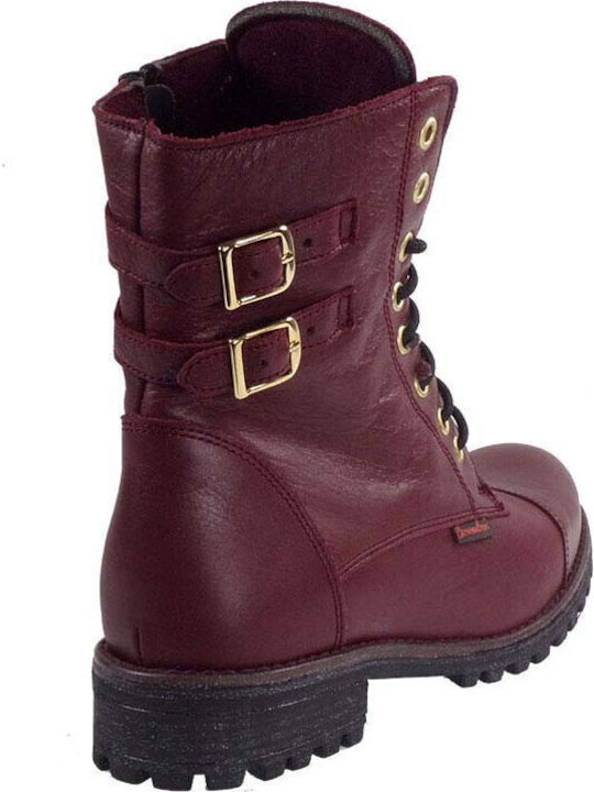 Leather Women's Ankle Boots Burgundy