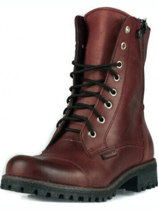 Leather Women's Ankle Boots Burgundy