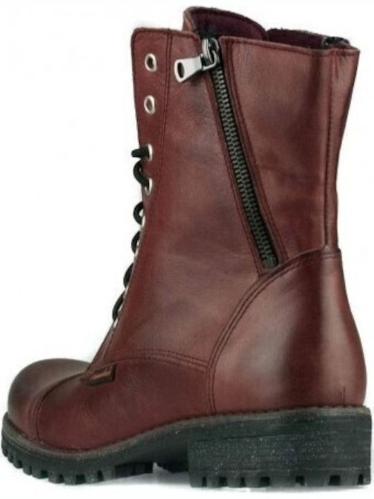 Leather Women's Ankle Boots Burgundy