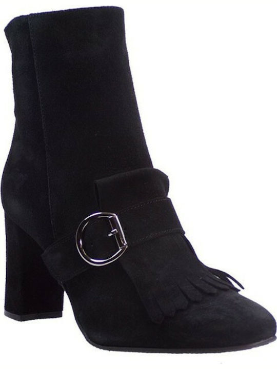 Fardoulis 1748 Suede Women's Ankle Boots with High Heel Black