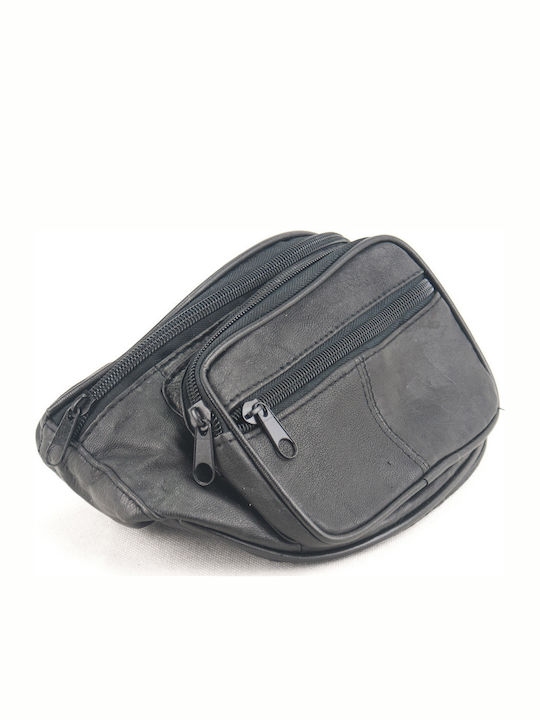 Kouros Magazin online pentru bărbați Piele Bum Bag pentru Talie Negru