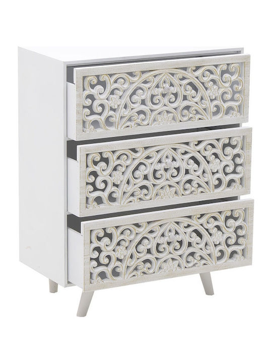 Storage Drawers with 3 Drawers Λευκό L59xW32xH75.5cm