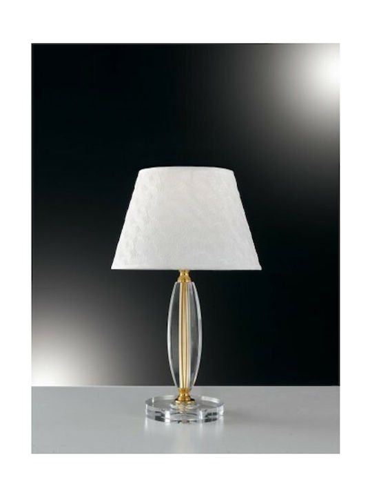 Fan Europe Epoque Crystal Table Lamp for Socket E27 with White Shade and Transparent Base