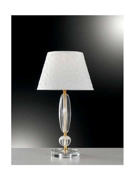 Fan Europe Epoque Crystal Table Lamp for Socket E27 with White Shade and Transparent Base