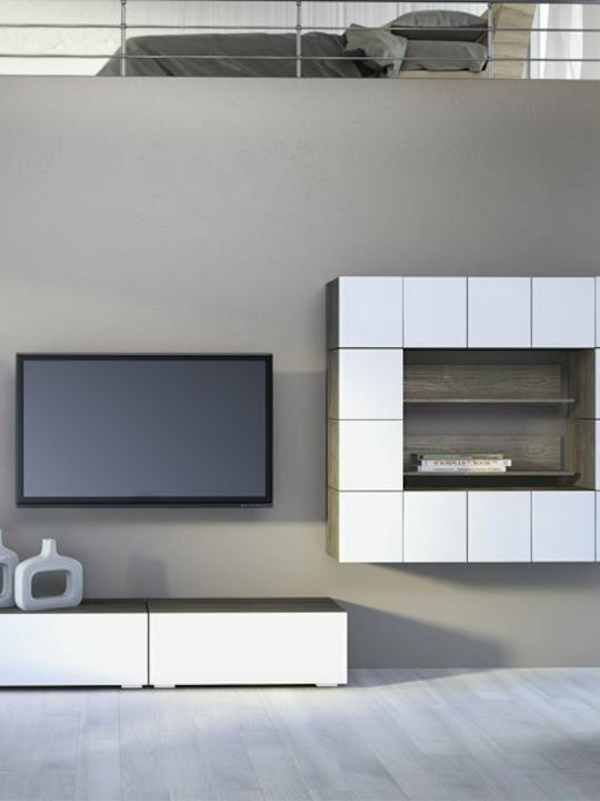 Smart No 7D Living Room TV Unit White L377xW45xH180cm