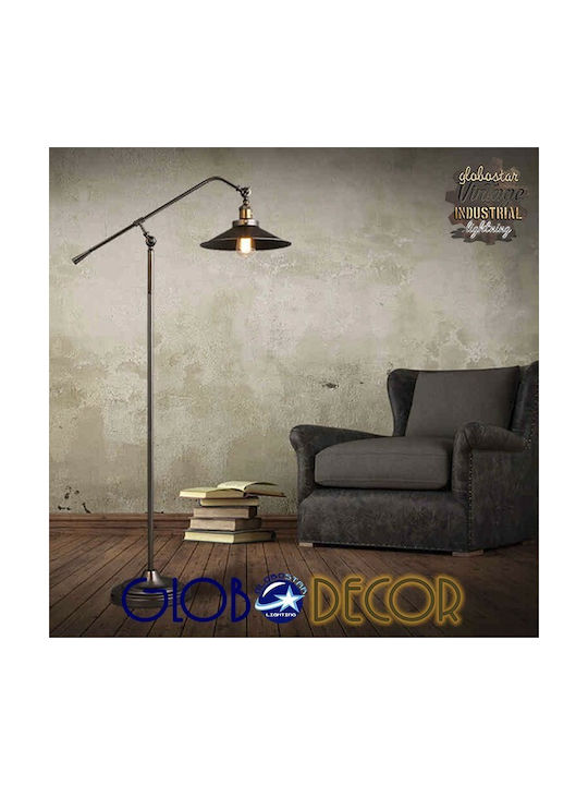 GloboStar Wynge Vintage Floor Lamp H174xW27cm. with Socket for Bulb E27 Black