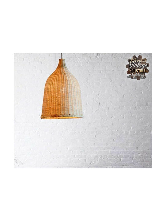 GloboStar Bahamas Light Wood Pendant Light Suspension Bell for Socket E27 Beige