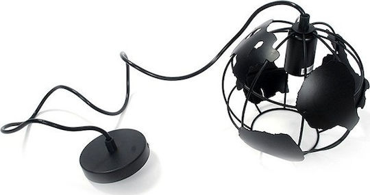 GloboStar Earth Висящо Таванно Осветително Тяло Черно с Цокъл E27 30x30x30см