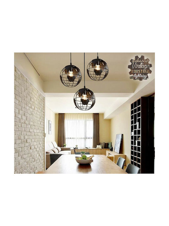 GloboStar Earth Pendant Light Black with Socket E27 30cm