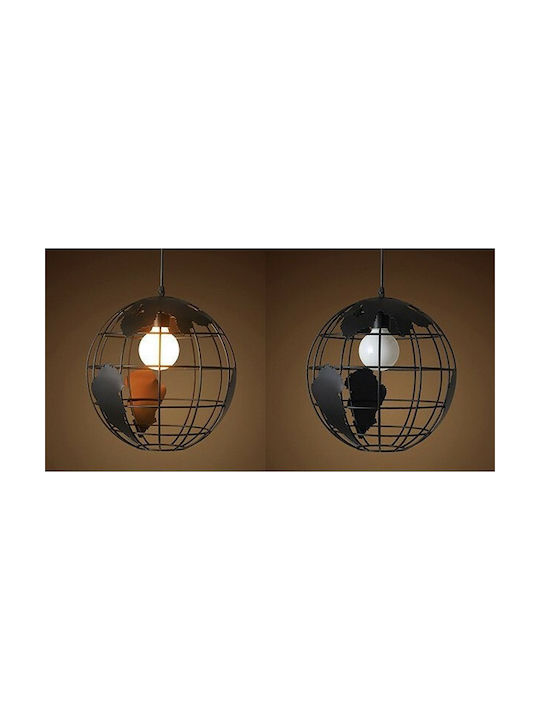GloboStar Earth Pendant Light Black with Socket E27 30cm